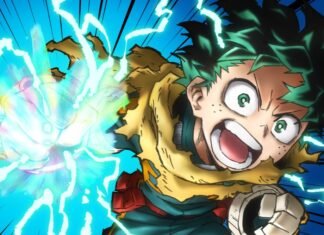 Arte comemorativa dos dez anos do anime de My Hero Academia