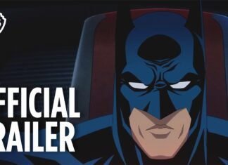 Azrael assume o manto do Batman no trailer de “Batman Knightfall Part 2: Knightquest”, baseado em “A Queda do Morcego” Batman animado de máscara azul olha de frente, com a inscrição Official Trailer