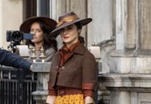 Fotos do set mostram Brendan Fraser e Rachel Weisz juntos de novo no quarto filme de “A Múmia” Rachel Weisz de chapéu, jaqueta marrom e saia amarela de bolinhas em rua de Londres