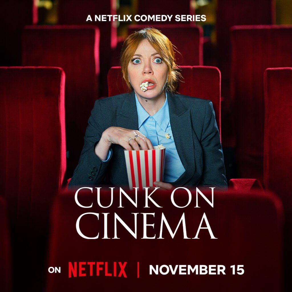 Arte de divulgação da série Cunk on Cinema, da Netflix