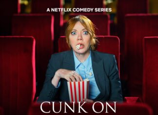 Netflix divulga trailer de “Cunk on Cinema”, série em que Diane Morgan entrevista Michael Bay e Benedict Cumberbatch Arte de divulgação da série Cunk on Cinema, da Netflix