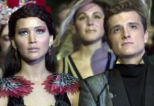 Jennifer Lawrence e Josh Hutcherson em cena de Jogos Vorazes: Em Chamas