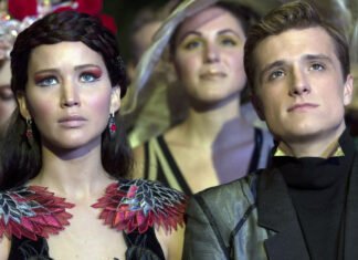 Jennifer Lawrence e Josh Hutcherson em cena de Jogos Vorazes: Em Chamas