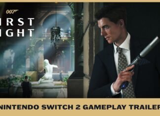 James Bond apontando uma arma em cena do jogo 007 First Light