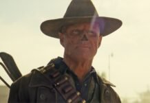 Walton Goggins caracterizado como o Ghoul na serie Fallout